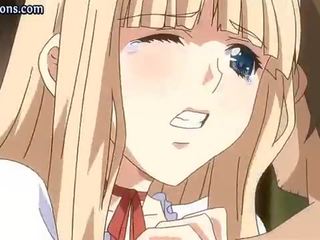 Blondýnka anime těší těžký šroubování