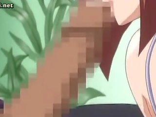 Shy anime sweety licking huge dong
