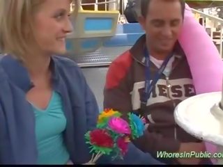 Cute Chick rides tool in fun park