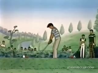 Anime querida bateu canino estilo em o golfe campo