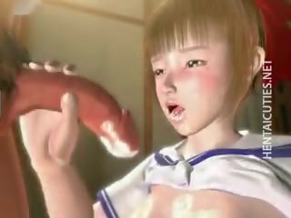 Seksi 3d animasi gadis nakal menelan sperma