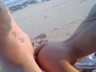 Public Beach Sex with Hot Asian Babe in 4K, Full Length