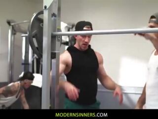 Muscular studs can't hide their feelings in the gym - Nick Fitt&comma; Roman Todd