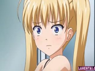 Blondine hentai tiener krijgt haar nat poesje gepompte diep