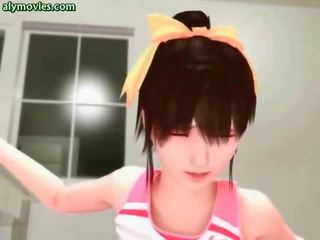 Asian animated babe riding a cock