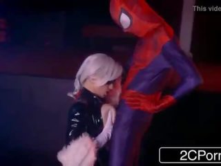 نحيف شخص يعتقد he&#039;s ال spider-man سخيف أسود قط ميلا ميلان