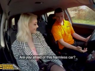 Fake Driving School Blonde Marilyn Sugar in Black Stockings Sex in Car Porn Videos