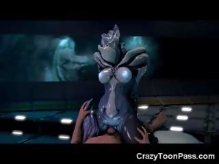 3D Creepy Alien Girl Rides Human Dick!