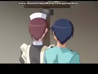 Dirty anime maid rides a hard cock