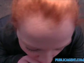 PublicAgent Gullible ginger fucked over a car Porn Videos