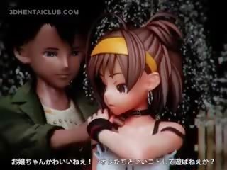 Tatlong-dimensiyonal hentai anime cutie makakakuha ng fucked aso bista mula sa ilalim ng palda