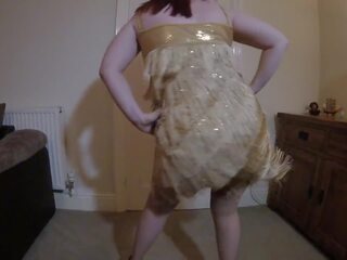 Dancing in Gold Flapper Dress and Stockings: Free Porn 89