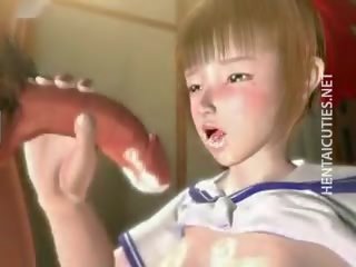 Sexy 3d anime sgualdrina ingoio di sborra sperma