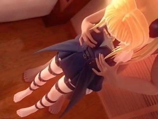 Våt animen sötnos fittor krossas hård i säng