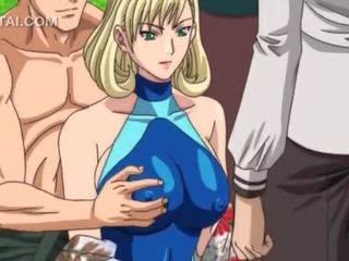 Ulkona 3d anime 3joitakin kanssa seksikäs blondi sisään uida puku