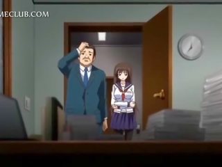 Anime dívka v školní jednotný foukání velký kohout