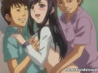 Threesome with Asian teen schoolgirl