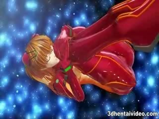 Evangelion desenho animado com sensual asuka