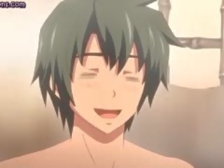 Veľký meloned anime dostane kurvička vyplnený s semeno