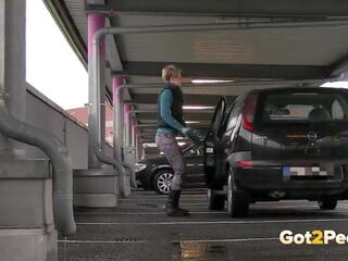 Desperate Girl Pisses in Car Park, Free Porn 69