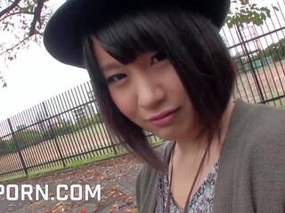 Hot japanese girl +18 use sex toys in a park on Tokyo