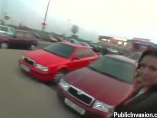 Busty honey fucked in the parking lot