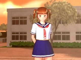 Delicate anime schoolgirl gets fucked by her coed