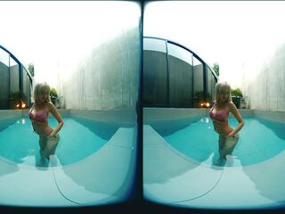 3d-vr vídeo - loira asiática com grande tetas em piscina