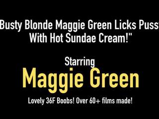 Busty Blonde Maggie Green Licks Pussy With Hot Sundae Cream!