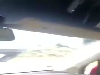 Horny shemale show her hard cock while driving