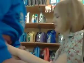 Amateur blowjob in a shop