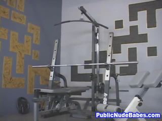 Busty Naked Chick At The Gym