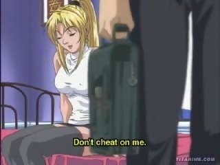 Hentai big tits blonde sandwiches a cock