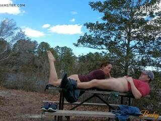 Amateur Wife Fucked and Creampied on Public Picnic Table
