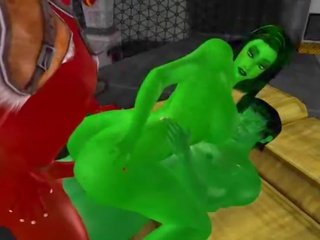 [fantasy-3dsexvilla 2] she-hulk מזוין על ידי א שֵׁד ו - ה hulk ב 3dsexvilla 2